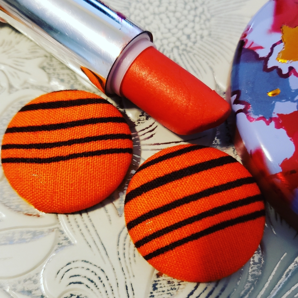 Button ankara fabric earings